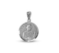 Inmaculada Romero IR San Judas Tadeo Medalla Colgante Plata Ley 925m oxidada 17mm. cerco tallado trasera lisa