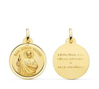 Inmaculada Romero IR San Judas Tadeo Medalla Oro 18k lisa 24mm. bisel trasera PATRÓN DE LOS CASOS DIFÍCILES