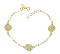 Inmaculada Romero IR San Judas Tadeo Pulsera Plata Ley 925m chapada en oro con 19cm. discos 10mm. cadena rolo