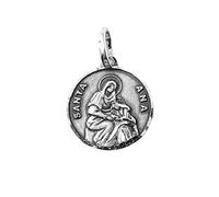 Inmaculada Romero IR Santa Ana medalla plata Ley 925m unisex 17mm. maciza detalle bisel - Personalizable - GRABACIÓN INCLUIDA EN EL PRECIO