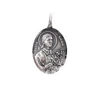 Inmaculada Romero IR Santa Gema medalla plata Ley 925m colgante 24 mm. ovalada maciza detalles realistas bisel tallado