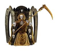 Inmaculada Romero IR Santa Muerte Dorada Figura 40 cm. sentada Trono Imagen Resina