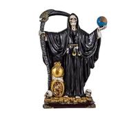 Inmaculada Romero IR Santa Muerte Negra con Bola Figura 30 cm. Imagen Resina