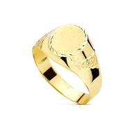 Inmaculada Romero IR Sello Oro 18k Primera Comunión niño hueco cabeza ovalada tallada borde. Grabación incluida en precio - Personalizable - GRABACIÓN INCLUIDA EN EL PRECIO