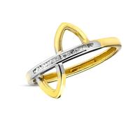 Inmaculada Romero IR Sortija en Oro Bicolor de 9k rombos partidos combinados circonitas carril ancho máximo de 12mm.