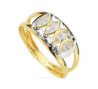 Inmaculada Romero IR Sortija oro bicolor 9k mujer circonitas marquis centro dos cuerpos
