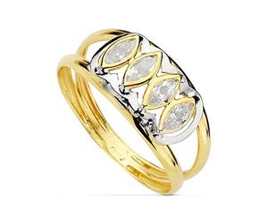 Inmaculada Romero IR Sortija oro bicolor 9k mujer circonitas marquis centro dos cuerpos