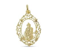 Inmaculada Romero IR Virgen del Carmen Medalla Colgante Plata Ley 925m chapado oro 35mm. cerco detalles calados