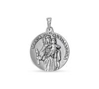 Inmaculada Romero IR Virgen María Auxiliadora Medalla Plata Ley 925m maciza 24mm. detalles tallados