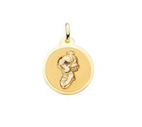 Inmaculada Romero IR Virgen Niña Medalla de Oro 18k para Primera Comunión en 20mm. lisa. Grabación incluida en el precio - Personalizable - GRABACIÓN INCLUIDA EN EL PRECIO