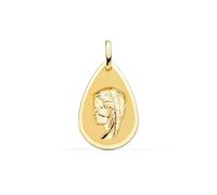 Inmaculada Romero IR Virgen Niña Medalla de Oro de 18k Primera Comunión 23mm. mate brillo. Grabación incluida en precio - Personalizable - GRABACIÓN INCLUIDA EN EL PRECIO