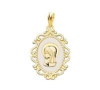 Inmaculada Romero IR Virgen Niña Medalla en Oro de 18k para Primera Comunión de 23mm. fondo blanco