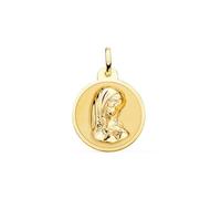 Inmaculada Romero IR Virgen Niña Medalla Oro de 18k Primera Comunión 20mm. con brillo. Grabación incluida en el precio - Personalizable - GRABACIÓN INCLUIDA EN EL PRECIO
