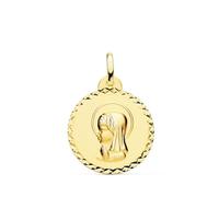 Inmaculada Romero IR Virgen Niña Primera Comunión Medalla Oro 9k unisex 20mm. cruzada. Grabación incluida en el precio - Personalizable - GRABACIÓN INCLUIDA EN EL PRECIO