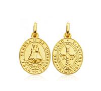 Inmaculada Romero - Medalla Escapulario Oro 18k Virgen Covadonga Cruz de la Victoria 20 Mm - Unisex - Bisutería de Alta Calidad