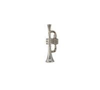 Pin metálico trompeta 25.5mm. plateado detalles