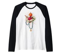 Inmaculado Corazón de María Rosario Mariano Santa Madre Católica Camiseta Manga Raglan