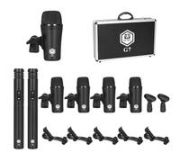 INMix G7 - Kit de micrófono dinámico de batería con cable de 7 piezas (metal entero) - Juego de micrófono para bajo de patada, Tom/Snare y platillos - Uso para batería, vocal, otros instrumentos