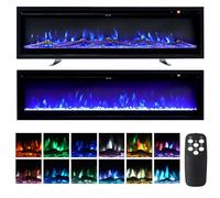 INMOZATA Chimenea eléctrica montada en la pared, empotrada, independiente, de 102 cm, con control remoto y pantalla táctil, efecto de llama de color de 9 LED, 2 ajustes de calor de 900 W y 1800 W,