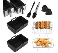 INMUA Molde Silicona Freidora de Aire, Accesorios Freidora Sin Aceite para Cecotec 9L, Ninja Foodi AF400EU AF300EU 7,6L - 9.5L, Molde de Silicona para Freidora Aire, Microondas, Horno y Vapor, Negro