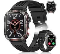 INMUA Reloj Inteligente Hombre 2.01" con Llamadas Bluetooth, 100+ Modos Deporte, IP68 Impermeable Reloj Deportivo con Podómetro/Monitoreo de Sueño/Pulsómetro para iOS Android, 2 Correas, Negro