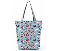 INN Bolso de enfermera de lona de algodón, bolsa de la compra, bolsa de tela, bolsa de enfermería con estampados de dibujos motivos salud (bolsoazul2)