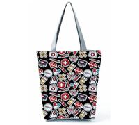 INN Bolso de enfermera de lona de algodón, bolsa de la compra, bolsa de tela, bolsa de enfermería con estampados de dibujos motivos salud (Negro)