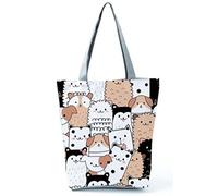 INN Cats Bolso de mujer de lona de algodón, bolsa de la compra, bolsa de tela, Tote Bag con estampados de dibujos motivos gatos (cat_oveja)