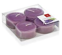 INNA-Glas Juego de 4 candelitas Maxi/Velas aromáticas Astrid, Violeta, 1,9cm, Ø5,7cm, 8h - Velas de té - Paquete de velitas de té