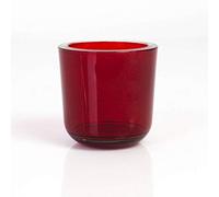 INNA-Glas Pequeño Vidrio para Velas Nick, Rojo-Transparente, 8cm, Ø 8cm