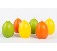 INNA-Glas Velas de Huevos de Pascua LEONITA, 6 Piezas, Amarillo-Naranja-Verde, 6cm, 4,5cm, 7h - Made in Germany - Velas Decorativas