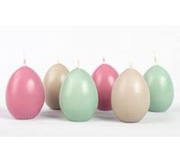 INNA-Glas Velas de Huevos de Pascua LEONITA, 6 Piezas, Rosa Antiguo-Gris-Menta, 6cm, 4,5cm, 7h - Made in Germany - Velas Decorativas