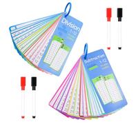 INNAL 30 Tarjetas Ddidácticas de Matemáticas con 4 Marcadores y 2 Anillos,Tarjetas Didácticas de Resta,Tarjetas Didácticas de División,Ayudas de Cálculo,Regalo de Inscripción Escolar para Niños