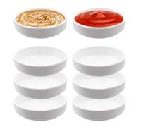 INNAL 8 Piezas Plato de Inmersión de Soja 8.7 x 8.7 x 2.5cm Apilables Redonda Plato de Vinagre Cuencos Pequeños Cuencos para Salsas de Soja Sushi Frutas Especias Guarniciones (Blanco)