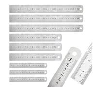 INNAL 9 Pcs Regla Metalica 30 cm 20 cm 15 cm Regla de Metal Reglas de Metal de Doble Cara de Precisión Métrica e Imperial Reglas de Acero Inoxidable para Ingeniería Educación Oficina Enseñanza
