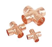 Inner Diameter 6.35/9.52/12.7/15/16/22/28/35/42/54mm Pure Copper End Feed Cross 4 Ways Welding Pipe Connector Air Conditioner(6.35x0.8mm)
