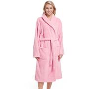 Inner Wish - Bata de baño de felpa para mujer, cálida y acogedora, bata de spa femenina con bolsillos, Rosa claro, Large/X-Large