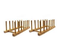 INNERNEED Estante de Madera de bambú para Platos, Soporte para Platos, Platos, Cuencos, Tazas, Tapas de ollas, Tabla de Cortar (Paquete de 2)