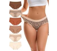 INNERSY Bragas Algodon Mujer Comodas Cuecas Mulher Algodão Braguitas Hipster Deportivas Pack de 6 (XXL, 2 Leopardo/4 Colores Lisos)