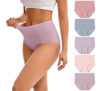 INNERSY Bragas Altas Mujer Algodon Clasicas Braguitas Postparto Cintura Alta Culotte Pack de 5 (M-EU 40, Pastel Multicolor)