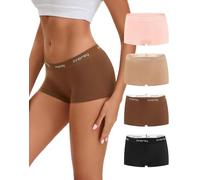 INNERSY Bragas Culotte Mujer Algodon Elástico Boxer Deporte Midi Pack de 4 | Braguitas Shorts Cintura Media, Boyshort Calzoncillos Cómodos, Ropa Interior Deportiva Debajo Falda, Entrepierna 100% algodón