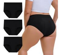 INNERSY Bragas Menstruales Flujo Abundante Tallas Grandes Altas Pack de 3 | Braga Menstrual Mujer Talla Grande 44-62, Braguitas Regla Algodon Cintura Alta, Ropa Interior Postparto/Incontinencia XL-5XL