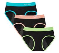 INNERSY Bragas Menstruales Niña Algodon Braguita Menstrual Negras Period Underwear Pack de 3 (8-10 Años, Negro Deportivo)