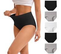 INNERSY Bragas Mujer Algodon Altas Braguitas Negro Blanco Gris Ropa Interior Elástica Pack de 5 (M-EU 40, 2Negro-1blanco-2gris)