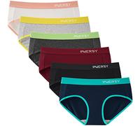INNERSY Bragas Mujer Algodón Cómoda y Respirable de Braguitas Elasticidad con Faja Ropa Interior Mujer Sexy Pack de 6 (XS, 6 Dim con Cinturilla en Contraste)