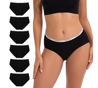 INNERSY Bragas Mujer Algodón Comodas Braguitas Culotte Cintura Midi Ropa Interior Deportiva Pack de 6 (M-EU 40, 6 Negro)