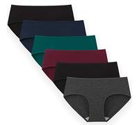 INNERSY Bragas Mujer Algodón Elástico Culotte Cintura Media Ropa Interior Cómodas y Suaves Pack de 6 (M-EU 40, Oscuro)