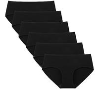 INNERSY Bragas Mujer Algodón Elástico Culotte Cintura Media Ropa Interior Cómodas y Suaves Pack de 6 (M-EU 40, Negro)