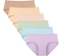 INNERSY Bragas Mujer Algodón Elástico Culotte Cintura Media Ropa Interior Cómodas y Suaves Pack de 6 (M-EU 40, Serie de Color Claro)