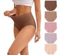 INNERSY Bragas Mujer Algodon Talle Alto Ropa Interior Elástica Braguitas Altas Cómodas Pack de 5 (M-EU 40, Tonos Tierra Apagados )